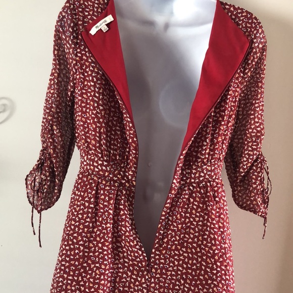 EUC Madewell Textured Micro Floral Printed Lined Sleeves Size 2 Mini Dress - Picture 13 of 16